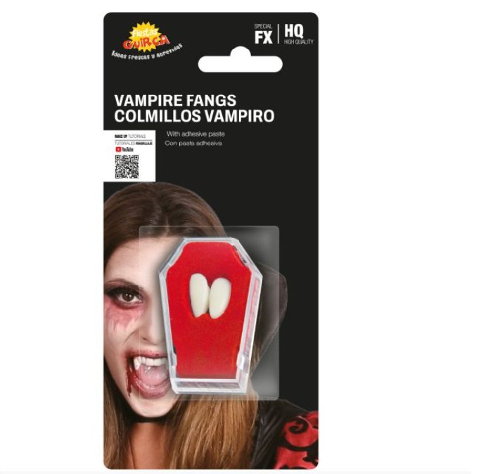Vampirz�hne mit Kleber im Sarg