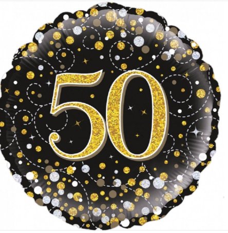 50.Geburtstag schwarz gold Holographic Ballon