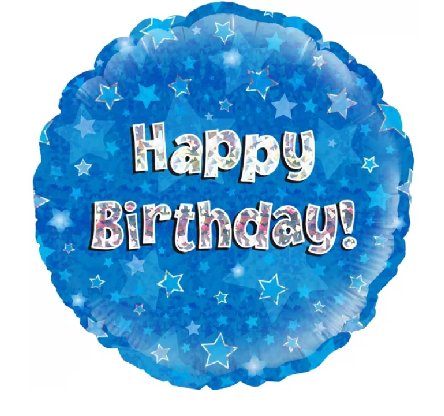 Folienballon HappyBirthday, blau Holo