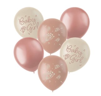 Luftballons Baby Girl, 6 Stck - 33cm