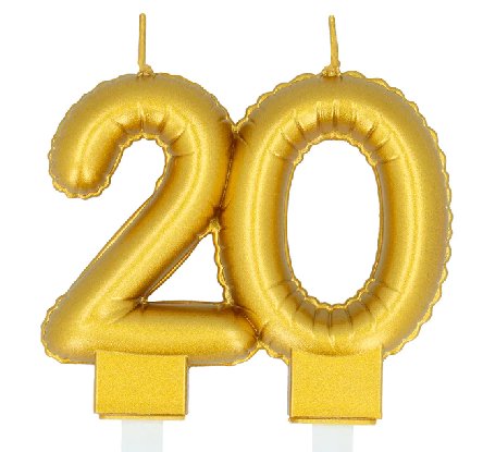 Kerze in gold mit Zahl 20