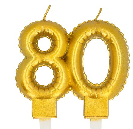 Kerze in gold mit Zahl 80