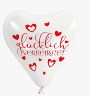 50 Herzballons - 30cm,wei,Glcklich verheiratet