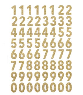 	                 Glitzer Sticker - gold - Zahlen