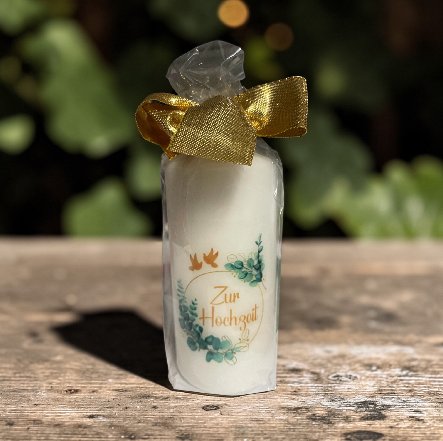 Kerze zur Hochzeit, verpackt