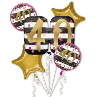 Pink/Gold Bouquet zum 40. Geburtstag