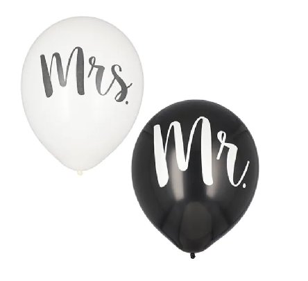 Luftballons Mr. + Mrs., schwarz/wei�