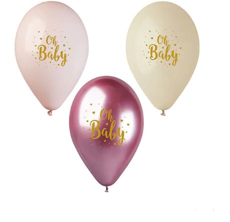 Luftballons  ros�, Oh Baby, 6 St�ck