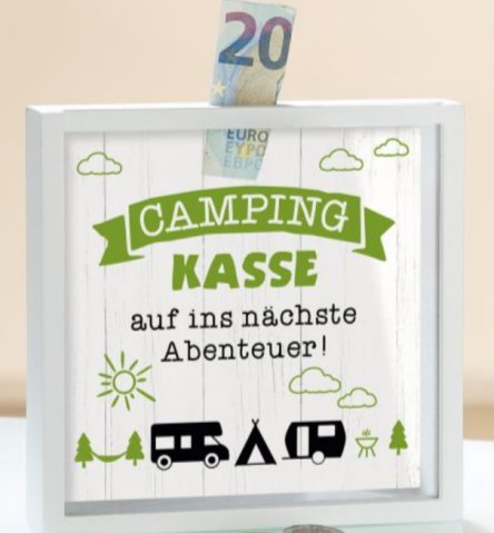 Bilderrahmen Spardose Camping-Kasse