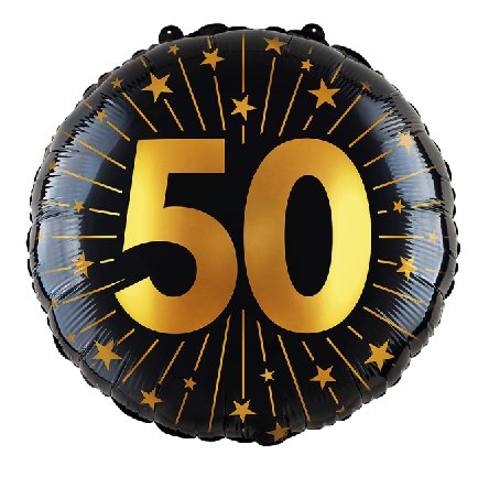 Folienballon Zahl 50 - gold/schwarz