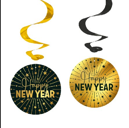 Silvester Girlanden, 4 Stck gold/schwarz