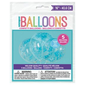 Ballons mit Konfetti in hellblau, 5 Stck