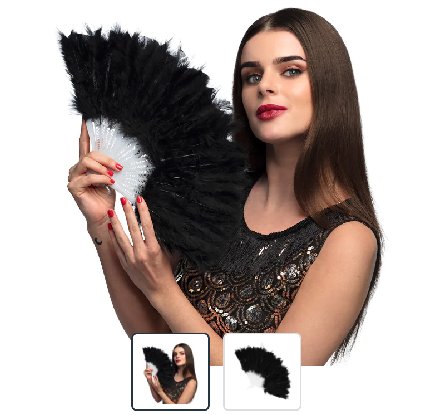 Fcher schwarz, Flapper mit Federn