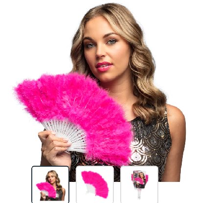 Fcher pink, Flapper mit Federn