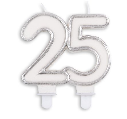 Kerze 25 Silberhochzeit, 7 cm