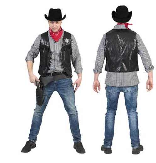 Cowboy Weste, schwarz, 52-54