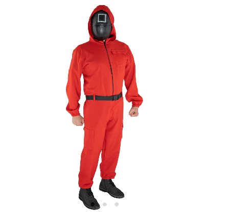 Jumpsuit rot mit Maske, L