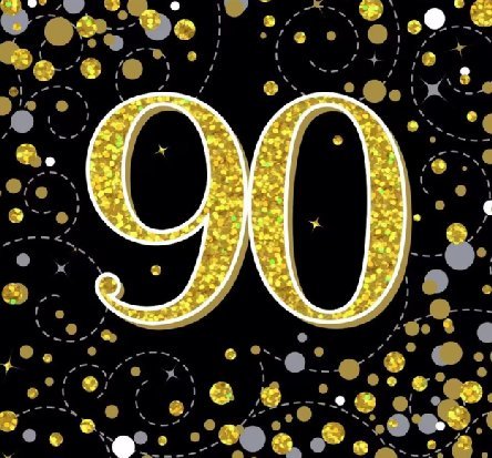Servietten Zahl 90, schwarz/gold