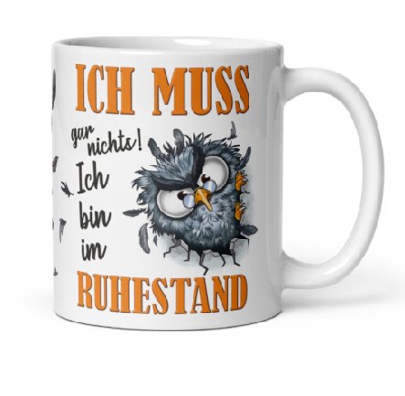 Kaffeetasse mit Spruch Endlich Rente