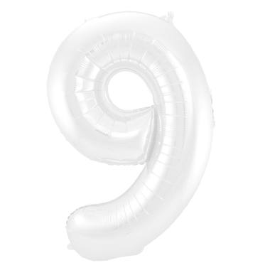 Weier Folienballon Zahl 9 - Mae: 86 cm