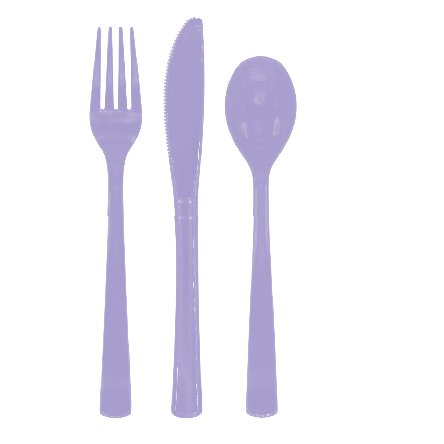Plastikbesteck - Lavendel, 18 teilig