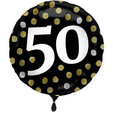 Ballon Glossy Happy Birthday 50, schwarz