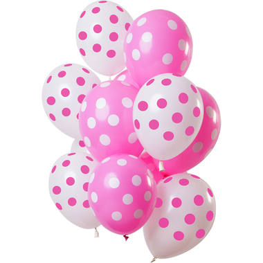 Ballons Dots Pink-Wei 30cm - 12 Stck