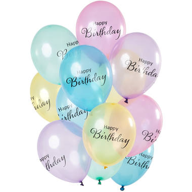 Happy Birthday Pastellballons, 12 Stck