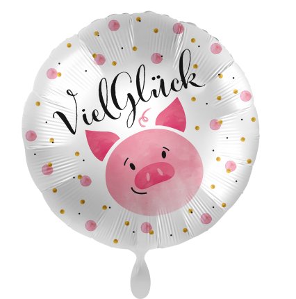 Ballon - Satin - Viel Glck Schweinchen