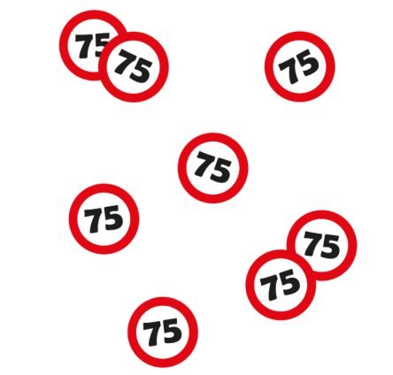 75.Geburtstag - Verkehrsschild Konfetti