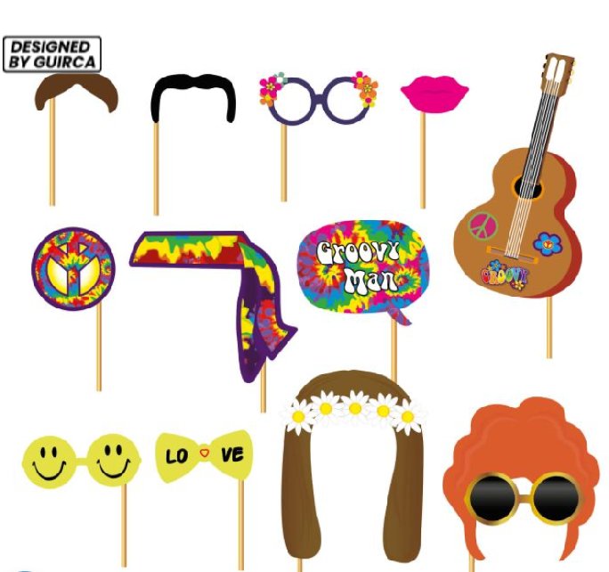 Hippie Fotoset, 12 St�ck