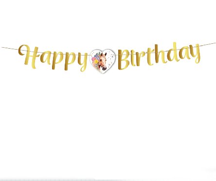 Buchstabenkette Happy Birthday Pferde