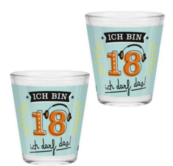 Schnapsglas Zahl 18