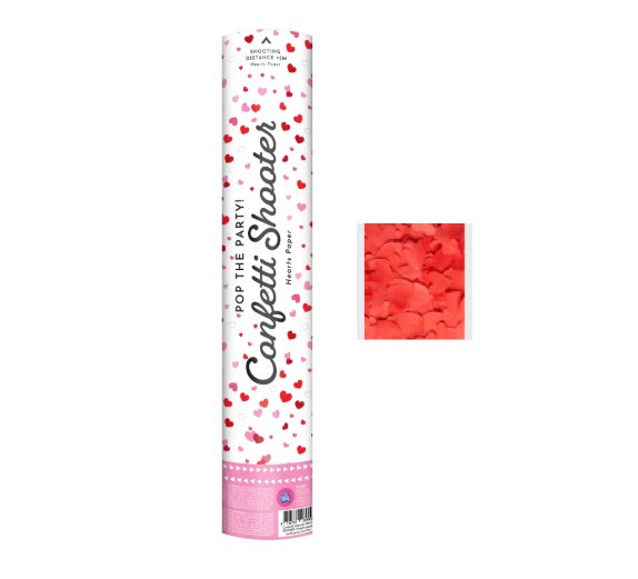 Konfetti Shooter, Kanone mit Herzen, rot