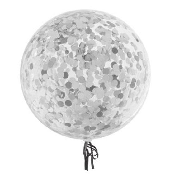 Ballon transparent mit silber Konfetti