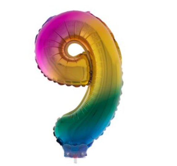 Folienballon mit Stab 9 Regenbogen