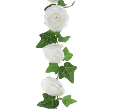 Girlande Rosen und Efeu, wei, 180 cm