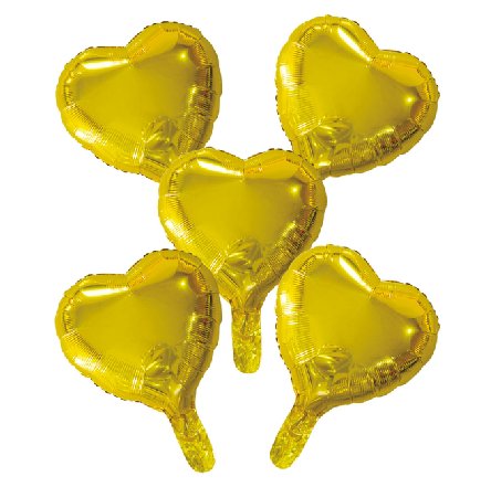 Folienballons Herz, gold, 5 Stck