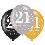 Luftballons Gold,silber Schwarz 21.Geburtstag
