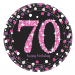 Teller zum 70. Geburtstag Sparkling pink