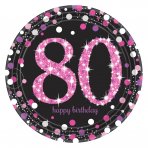 Teller zum 80. Geburtstag Sparkling Pink