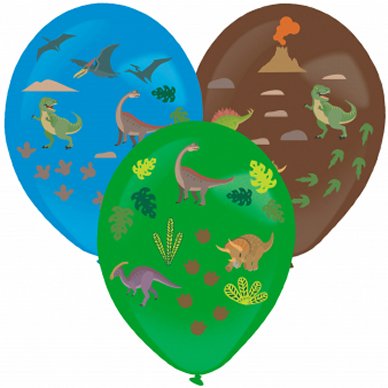 Ballons mit Dinosauriern und Aufkleber
