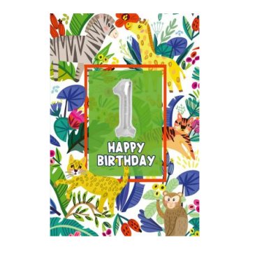 Zum 1.Geburtstag - Glckwunschkarte mit Ballon
