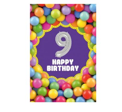 Zum 9.Geburtstag - Glckwunschkarte mit Ballon