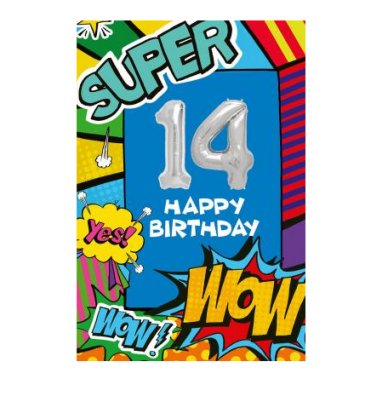 Zum 14.Geburtstag - Glckwunschkarte mit Ballon
