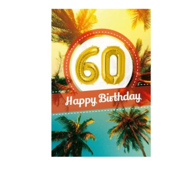 Zum 60.Geburtstag - Glckwunschkarte mit Ballon