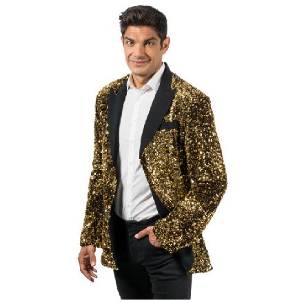 Schlager Glitzer Jacke,gold,Gr. L