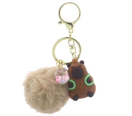 Capybara Schlsselanhnger mit Puschel