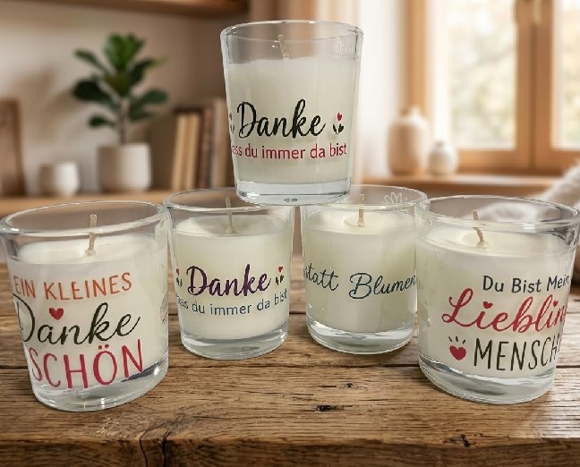 Teelicht mit Danke Schriftzug