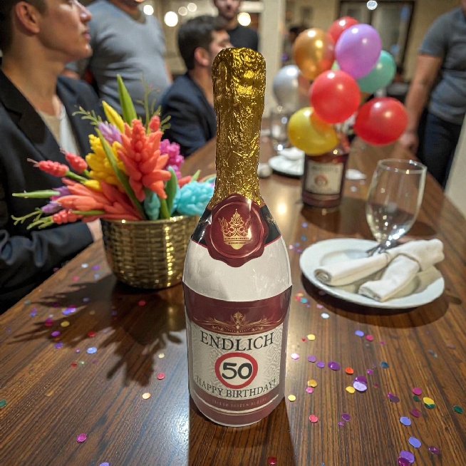 Flasche zum 50.Geburtstag - bef�llbar